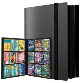 PUWOWYE Trading Card Album for Scrapbook Cards, 360 Pockets Transparent Trading Cards, Trading Card Albums, Waterproof, Folder Card Collection, Scrapbook Black