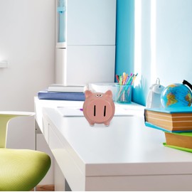 Relaxdays Piggy Bank with Opening Dolomite Money Box Children & Adults H x W x D: 12.5 x 12 x 14 cm Pink