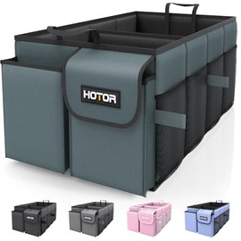 HOTOR Trunk Organizer for Car - Car Organizer, Foldable Trunk organizer for SUVs & Sedans, Sturdy Car Organization for Car Accessories, Tools, Sundries, Deep Teal, 2 Compartments, 21.3"×12.6"×10.6"
