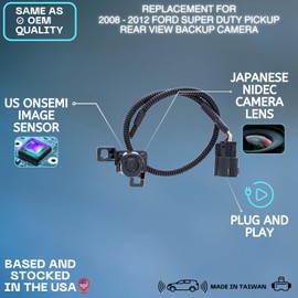 Backup Camera Replaces for 2008 2009 2010 2011 2012 Ford Super Duty Pickup OE Part # 9C3Z-19G490-E, 9C3T-19G490-BD, 9C3Z-19G490-B, 8C3Z-19G490-A, 9C3Z-19G49-0D, 9C3Z-19G490-A