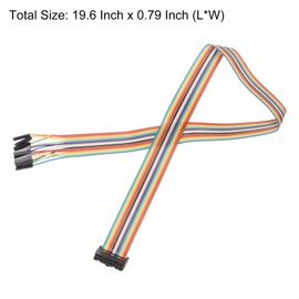 MECCANIXITY 2 Pcs IDC Rainbow Wire Flat Ribbon Cable FC-Female to 16P 19.6 Inch Length 2.54mm Pitch Breadboard Jumper Wires for Electronic Projects