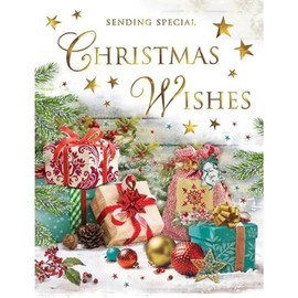 Regal Publishing Traditional Christmas Wishes Card, Gifts - 8 x 6 inches - Piccadilly Greetings