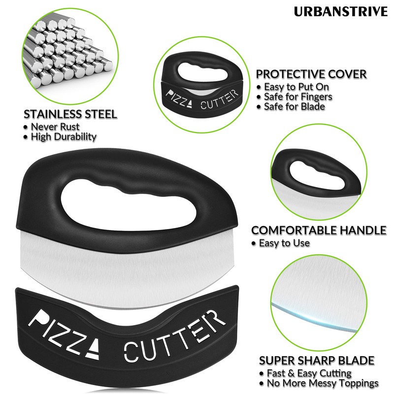 Urbanstrive Heavy Duty Stainless Steel Pizza Cutter with Cover, Super