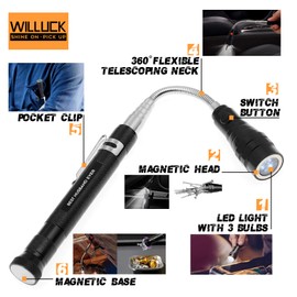 Valentines Day Unique Gifts for Husband from Wife,Stocking Stuffers for Husband,Magnetic Pickup Tool with Flashlight“BEST HUSBAND EVER”,Fathers Day Anniversary Birthday Wedding Gifts,Gift box