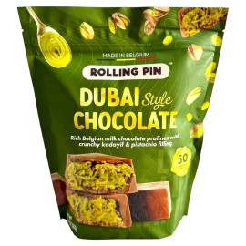 rolling pin DUBAI CHOCOLATE Rich milk chocolate crunchy kadayif & pistachio filling