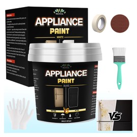 Meuvcol Appliance Paint Black, 35 Floz Appliance Epoxy Paint For Metal & Plastic Surface, Touch Up Coating For Refrigerator, Dishwasher, Washer, Microwave, Rust Preventative Coating With Tool