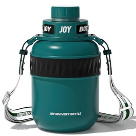 BOTTLE JOY Stainless-Steel Water Bottle: Leakproof Lid, Perfect Sip, Double Insulated, Eco-Friendly, Dishwasher Safe & Stylish Strap (Forest, 32 oz)