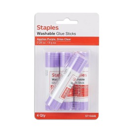 Staples 334823 Washable Glue Sticks Purple .26 oz. 4/Pack (10446)