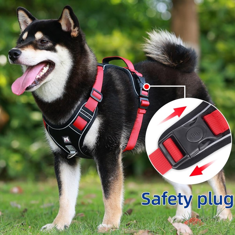 SEVENPENCE Dog Harness No Pull Pet Vest Harness with 2