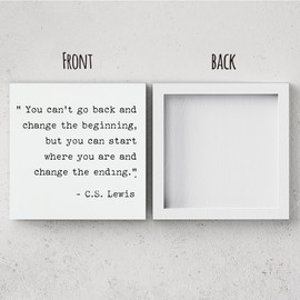 Inspirational Quotes Office Decor Wooden Box Sign Decorative Motivational Office Wood Box Sign Home Rustic Farmhouse Square Desk Decor Sign for Shelf Office Desk Accessories 5 x 5 Inches White