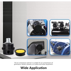 Air Compressor Muffler, Black Metal Air Compressor Intake Filter Silencer, Thread 3/8" 16MM, for Air Compressor Spare Parts Compressor Air Filter