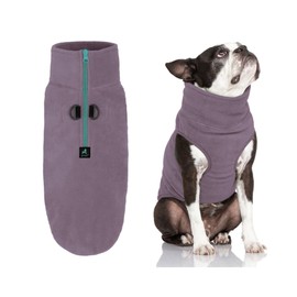 Gooby Half Zip Up Fleece Vest Dog Sweater - Soft, Warm Pullover Fleece Head-in Dog Jacket with Dual D Ring Leash - Winter Small Dog Sweater - Dog Clothes for Small & Medium Dogs - Violet, Small