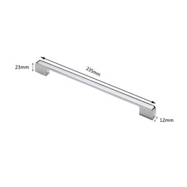 1 x Zinc Alloy Bright Chrome Modern Minimalist Drawer Cabinet Door Window Handle (235mm x 12mm x 23mm)