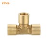 sourcing map Brass Tee Pipe Fitting, 1/8" x 1/8" x