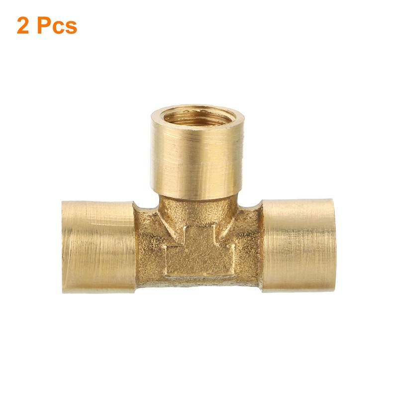 sourcing map Brass Tee Pipe Fitting, 1/8" x 1/8" x