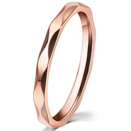 083 Base Women's Ring Cut Ring Titanium 2mm 1.2g Pink Gold, Leather, No Gemstone