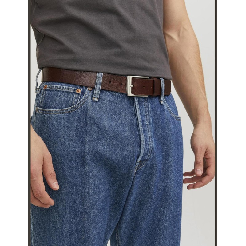 JACK & JONES Men's Jacstockholm Leather Belt Noos, Brown Stone