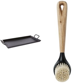 Lodge CRSGR18 Carbon Steel Griddle, Pre-Seasoned, 18-inch & SCRBRSH Scrub Brush, 10-Inch