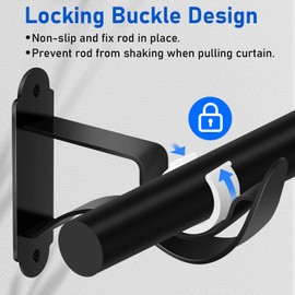TOKPLNU Curtain Rod Bracket, Heavy Duty Curtain Rod Holder, Black 6 Pack Curtain Rod Hooks for Wall Drapery Single Rods Support Brackets for 1- 1.2 Inch Drape Poles