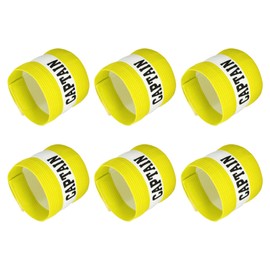 YOKIVE 6 Pcs Captain Armband, Nylon Protective Arm Badge, Adjustable Flexibility, Great for Team Training, Competitions (Yellow, 11.8 x 3.5 Inch)