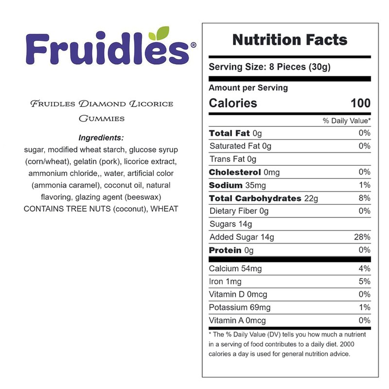 Fruidles Diamond Licorice Gummies, Slightly Salted Black Licorice (Half-Pound)