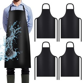Paquete de 4 delantales impermeables – Delantal ajustable de vinilo de goma resistente para lavavajillas para hombres y mujeres, resistente al aceite 