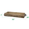 Stonebriar Rectangle Natural Wood Bark Serving Tray with Metal Handles,