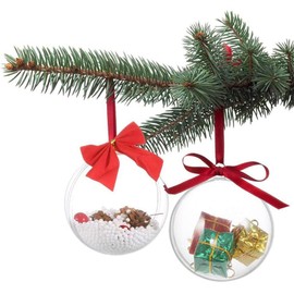 ZOUZJUN Christmas Plastic Balls Set of 5 6CM 8CM 10CM Ornaments Ornaments Transparent Hollow Spheres Decoration Storage DIY Fillable Spheres Ornaments Christmas Tree Home Decor Wedding Birthday Party