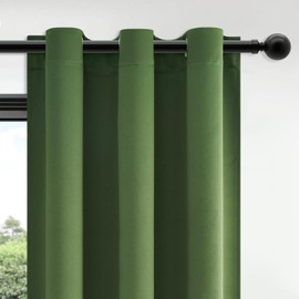 MRTREES Olive Green Curtains for Living Room, Blackout Thermal Eyelet Curtains 90 Inch Drop, 2 Panels 117x228 CM 46x90 Inch Olive Green