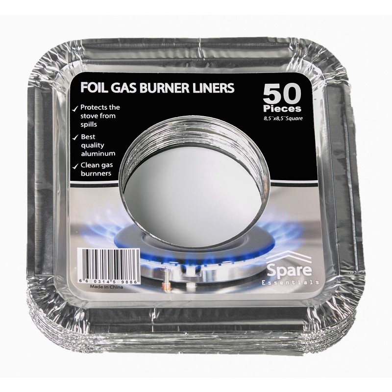 Disposable Gas Burner Liners 50 Pack, Aluminum Foil Square Stove