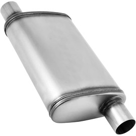 3 inch Muffler,3" Universal Mufflers Straight-Through Performance muffler with Stainless Steel Muffler Exhaust for Cars,Trucks(3''offset Inlet/offset Outlet)