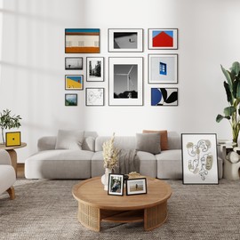 Feihorrm Picture Frame, 21 x 29.7 cm Photo Frame, for 21 x 29.7 cm Photos without Mount or 13.9 x 20 cm Photos with Mount, with Tempered Glass, Aluminium Picture Frame (Black, A4 (21 x 29.7 cm)