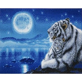Crystal Art Lullaby White Tigers 40 x 50 cm Landscape Framed Kit, 40x46