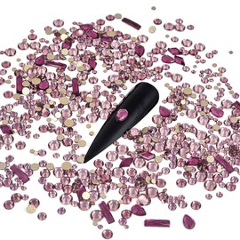 Blinginbox 150pcs Nail Art Rhinestones purplet Flatback Round Rhinestones Charms Nail Gem Stones with 20pcs Multi Shapes K9 Bling Glass Crystals Diamonds Jewelry for Nail DIY Crafts Faces Makeup.