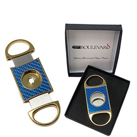 Cigar Boulevard Perfect Cigar Cutter Star Gold-Blue Carbon Fiber Body