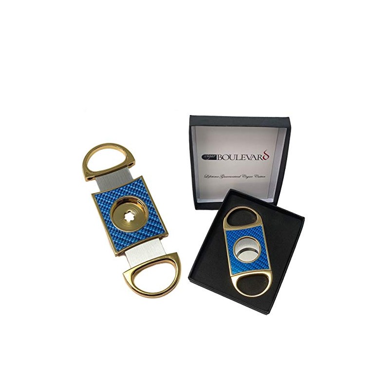 Cigar Boulevard Perfect Cigar Cutter Star Gold-Blue Carbon Fiber Body