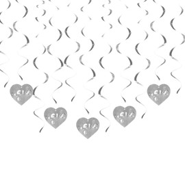 Silver Party Hanging Swirl Decorations Hanging Swirl Decorations Silver Heart Swirl Decorations for Wedding Birthday Party Valentines Day Party Supplies