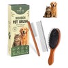 Angootao 3Pcs Natural Boar Bristle Dog Grooming Brush Set