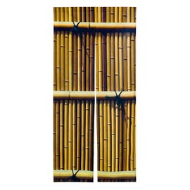 Noren Japanese Doorway Curtain for Wall Hanging Bamboo Fence Printed on it (Center Slit)