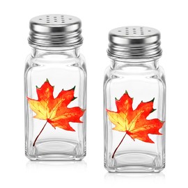 Newtay 2 Fall Maple Leaves Salt and Pepper Shaker Set Autumn Kitchen Decor