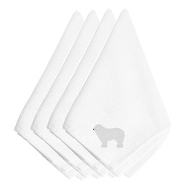 Caroline's Treasures BB3455NPKE Komondor Embroidered Napkins Set of 4 Napkin Cloth Washable, Soft, Durable, Table Dinner Napkins Cloth for Hotel, Lunch, Restaurant, Weddings, Parties
