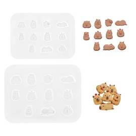 2PCS Tiny Capybara Figurine Silicone Molds Dollhouse Mini Resin Animals Molds Mini Silicone Molds for Micro Fairy Garden Capybara Birthday Decorations