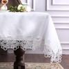 ARTABLE Rectangular Lace Fabric Tablecloth with Macrame Border Clear Embroidered
