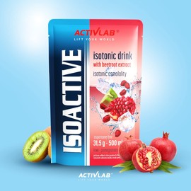 Activlab Isoactive Isotonic Drink with Beet Extract Electrolytes B Vitamins 20 x 31.5 g Kiwi Pomegranate Cooling 500 ml Sports Drink Practical Bag 3 x Laboratory Tested