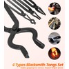 Yoursme Beginner Blacksmith Tongs Set: 1/4 Flat Jaw, Pick Up,