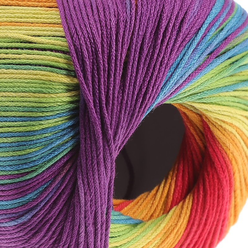 Milisten 133M Weiches Häkelgarn Mehrfarbiges Baumwollstrickgarn Handstrickgarn Webgarn Häkelgarn (Regenbogen)