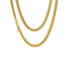 FaithHeart Gold Chains for Men, 6mm Width 14K Gold Plated Stainless Steel Cuban Link Chain Necklace, Length 20 Inches