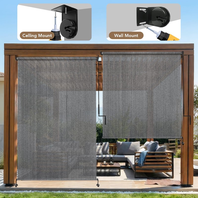 Outdoor Roller Shade 7' W x 8' H Cordless -