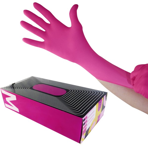 Waxness Cosmetology Nitrile Gloves Pink, Medium, 100 pcs/box