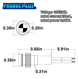 ZIMISI 8mm/0.31" Signal Indicator Light, AC/DC 12V-24V Metal Shell Warning Lamps with Wire, Waterproof Panel Mount LED Dash Lights, LED Signal Pilot Lamp for Car Truck Boat (Blue)